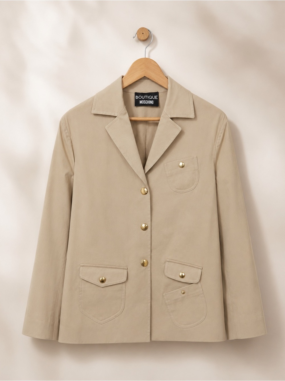 NWT:  Boutique Moschino beige lightweight jacket in size 10- missing belt.